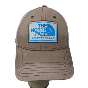 The North Face Men's Snapback Mesh Back Hat Tan Gray Patch Logo
